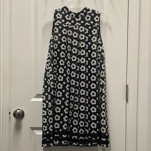 Floral Black and White Sleeveless Dress